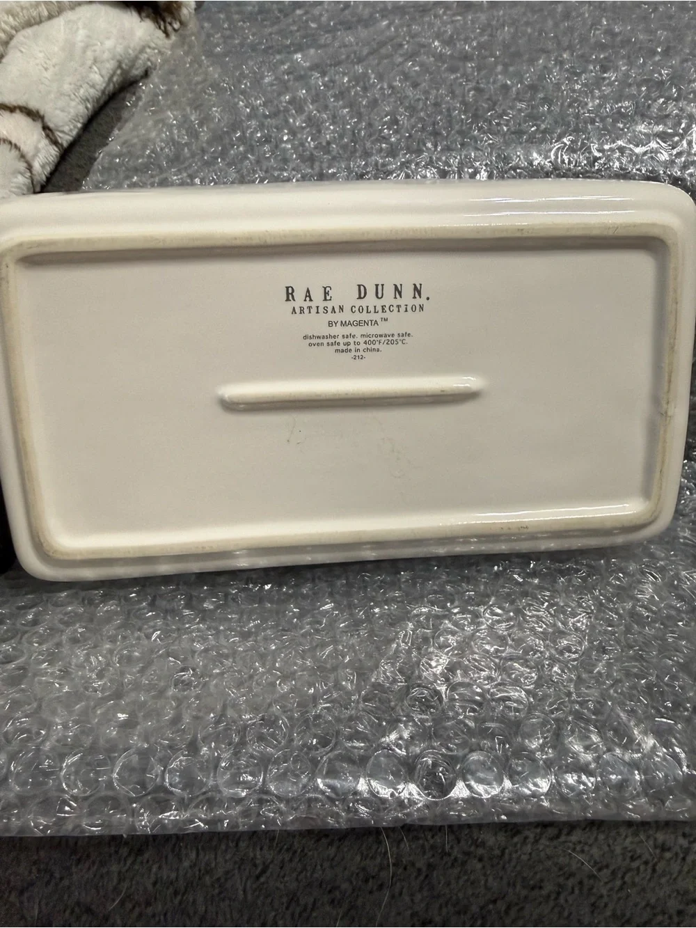 Rae Dunn Cream Ceramic Baking Dish with Red 